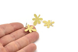 Brass Leaf Earring, 6 Raw Brass Leaf Stud Earrings, Findings (21x17x0.80mm) A6053