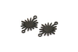Black Sun Connector, 24 Oxidized Black Brass Sun Connectors With 2 Loops (18x13x0.60mm) D0570 H0881