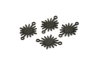 Black Sun Connector, 24 Oxidized Black Brass Sun Connectors With 2 Loops (18x13x0.60mm) D0570 H0881