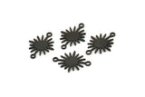 Black Sun Connector, 24 Oxidized Black Brass Sun Connectors With 2 Loops (18x13x0.60mm) D0570 H0881