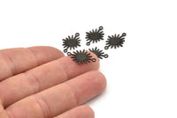 Black Sun Connector, 24 Oxidized Black Brass Sun Connectors With 2 Loops (18x13x0.60mm) D0570 H0881
