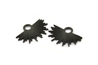 Black Sun Charm, 2 Oxidized Black Brass Sunshine Charms, Pendants, Earrings, Findings  (31x21mm) N0784 H0837