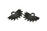 Black Sun Charm, 2 Oxidized Black Brass Sunshine Charms, Pendants, Earrings, Findings  (31x21mm) N0784 H0837