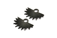 Black Sun Charm, 2 Oxidized Black Brass Sunshine Charms, Pendants, Earrings, Findings  (31x21mm) N0784 H0837