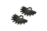 Black Sun Charm, 2 Oxidized Black Brass Sunshine Charms, Pendants, Earrings, Findings  (31x21mm) N0784 H0837