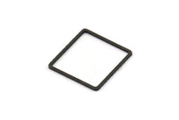 Black Square Charm, 24 Oxidized Black Brass Square Connectors (18mm) Bs-1120