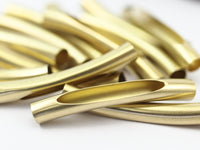 Brass Noodle Tube, 20 Raw Brass Curved Tube Findings (50x7mm)  A0727
