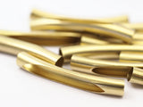 Brass Noodle Tube, 20 Raw Brass Curved Tube Findings (50x7mm)  A0727