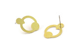 Earring Studs, 6 Raw Brass - Irregular Shaped Stud Earrings - Brass Earrings - Earrings (20x14x0.80mm) A6055