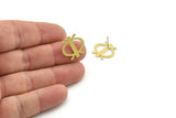 Earring Studs, 6 Raw Brass - Irregular Shaped Stud Earrings - Brass Earrings - Earrings (16x17x0.80mm) A6065