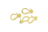 Earring Studs, 6 Raw Brass - Drop Shaped Stud Earrings - Brass Earrings - Earrings (20x11x0.80mm) A6070
