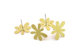 Earring Studs, 8 Raw Brass - Flower Earrings - Brass Earrings - Earrings (18x15x0.80mm) A6008