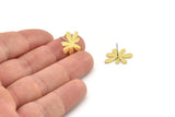 Earring Studs, 8 Raw Brass - Flower Earrings - Brass Earrings - Earrings (18x15x0.80mm) A6008