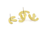 Earring Studs, 8 Raw Brass - Irregular Earrings - Brass Earrings - Earrings (18x14x0.80mm) A6069
