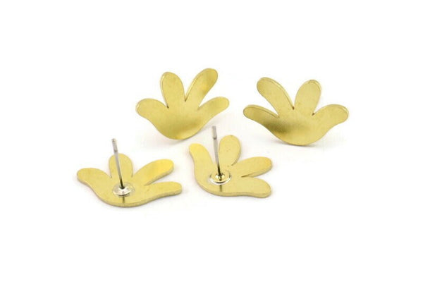 Earring Studs, 8 Raw Brass - Irregular Earrings - Brass Earrings - Earrings (18x12x0.80mm) A6029