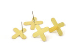 Earring Studs, 8 Raw Brass - Geometric Earrings - Brass Earrings - Earrings (18x14x0.80mm) A6138