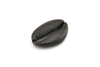Black Shell Finding, 2 Oxidized Black Brass Cowrie Shell Findings, Pendants, Charms, Earrings, Beads 20-25MM E275