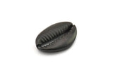 Black Shell Finding, 2 Oxidized Black Brass Cowrie Shell Findings, Pendants, Charms, Earrings, Beads 20-25MM E275