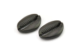 Black Shell Finding, 2 Oxidized Black Brass Cowrie Shell Findings, Pendants, Charms, Earrings, Beads 20-25MM E275