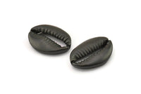 Black Shell Finding, 2 Oxidized Black Brass Cowrie Shell Findings, Pendants, Charms, Earrings, Beads 20-25MM E275