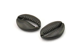 Black Shell Finding, 2 Oxidized Black Brass Cowrie Shell Findings, Pendants, Charms, Earrings, Beads 20-25MM E275