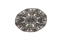 Black Earring Charm, 4 Oxidized Black Brass Ethnic Motif Earring Charms Pendants With 1 Hole, Findings (40mm) E453