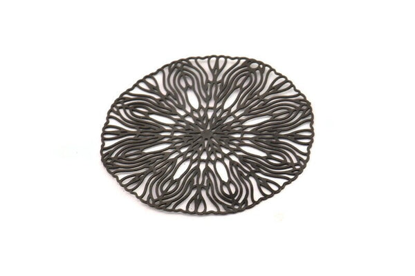 Black Earring Charm, 4 Oxidized Black Brass Ethnic Motif Earring Charms Pendants With 1 Hole, Findings (40mm) E453