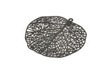 Black Leaf Charm, 2 Textured Oxidized Black Brass Leaf Earring Charms With 1 Loop, Pendants, Findings (45x39mm) E427