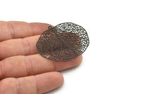 Black Leaf Charm, 2 Textured Oxidized Black Brass Leaf Earring Charms With 1 Loop, Pendants, Findings (45x39mm) E427