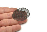 Black Leaf Charm, 2 Textured Oxidized Black Brass Leaf Earring Charms With 1 Loop, Pendants, Findings (45x39mm) E427