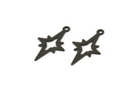 Black North Star Charm, 50 Oxidized Black Brass Pole Star Charms With 1 Loop (21x12mm) E376
