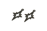 Black North Star Charm, 50 Oxidized Black Brass Pole Star Charms With 1 Loop (21x12mm) E376
