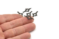 Black North Star Charm, 50 Oxidized Black Brass Pole Star Charms With 1 Loop (21x12mm) E376