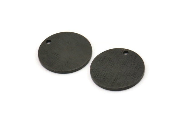 Black Cabochon Tag, 6 Textured Oxidized Black Brass Cabochon Tags With 1 Hole, Stamping Tags (15x1mm) E126