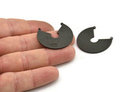 Black Circle Pendant, 2 Oxidized Black Brass Circle Charms With 2 Loops, Findings (27.5x31x1.2mm) E087