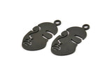 Black Face Charm, 4 Oxidized Black Brass Face Charms With 1 Loop (33.5x17x1mm) E023