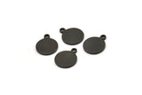 Black Cabochon Tag, 12 Oxidized Black Brass Cabochon Tags With 1 Loop, Stamping Tags (12.5x10x1mm) E040