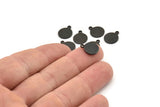 Black Cabochon Tag, 12 Oxidized Black Brass Cabochon Tags With 1 Loop, Stamping Tags (12.5x10x1mm) E040