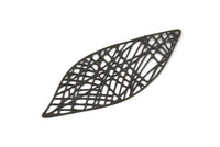 Black Leaf Charm, 4 Textured Oxidized Black Brass Leaf Earring Charms With 1 Hole, Pendants, Findings (55x23mm) E468