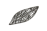 Black Leaf Charm, 4 Textured Oxidized Black Brass Leaf Earring Charms With 1 Hole, Pendants, Findings (55x23mm) E468