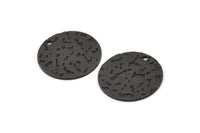 Siyah Yuvarlak Tılsım, 1 Delikli 8 Çekiçlenmiş Oksitlenmiş Siyah Pirinç Yuvarlak Tılsım, Bulgular (20x0,80 mm) M01517