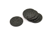 Siyah Yuvarlak Tılsım, 1 Delikli 8 Çekiçlenmiş Oksitlenmiş Siyah Pirinç Yuvarlak Tılsım, Bulgular (20x0,80 mm) M01517