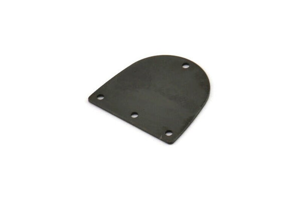 Black D Shape, 12 Oxidized Black Brass D Shape Connectors With 4 Holes  (16x17x0.5mm) E149