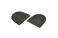 Black D Shape, 12 Oxidized Black Brass D Shape Connectors With 4 Holes  (16x17x0.5mm) E149