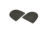 Black D Shape, 12 Oxidized Black Brass D Shape Connectors With 4 Holes  (16x17x0.5mm) E149