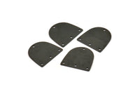 Black D Shape, 12 Oxidized Black Brass D Shape Connectors With 4 Holes  (16x17x0.5mm) E149