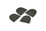 Black D Shape, 12 Oxidized Black Brass D Shape Connectors With 4 Holes  (16x17x0.5mm) E149