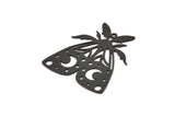 Siyah Kelebek Tılsımı, 1 Halkalı 4 Oksitlenmiş Siyah Pirinç Kelebek Tılsımı, Küpe Parçaları (28x26x0,60 mm) A5338