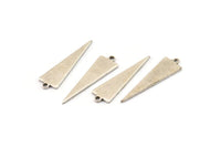 Silver Triangle Charm, 12 Antique Silver Plated Brass Triangle Charms With 1 Loop (22.5x7x0.80mm) E089