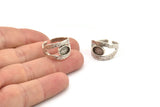 Silver Ring Setting, Antique Silver Plated Brass Adjustable Rings With 1 Stone Settings - Pad Size 6x8mm N2556 H1638